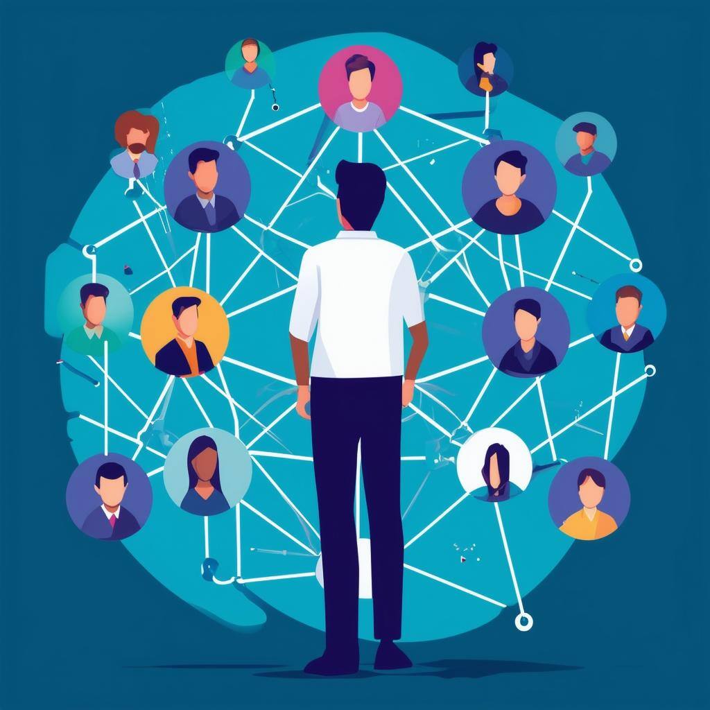 A visual representation of a leader at the center of a web, connecting team members and fostering collaboration